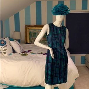 Elie Tahari blue green satin dress